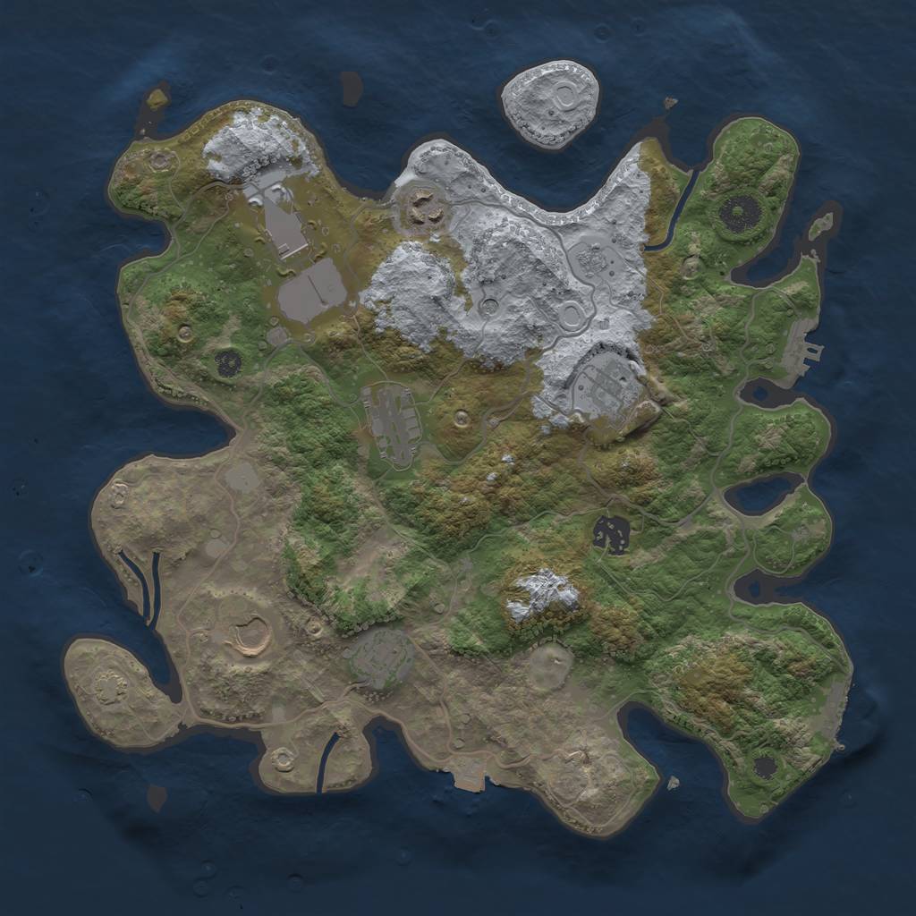 Rust Map: Procedural Map, Size: 3500, Seed: 1360922154, 15 Monuments