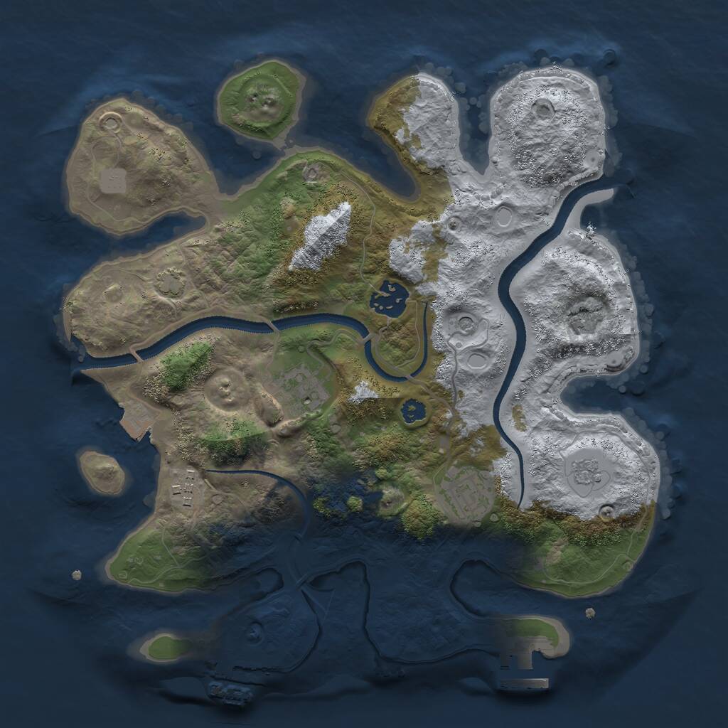Rust Map: Procedural Map, Size: 3000, Seed: 2137238552, 10 Monuments