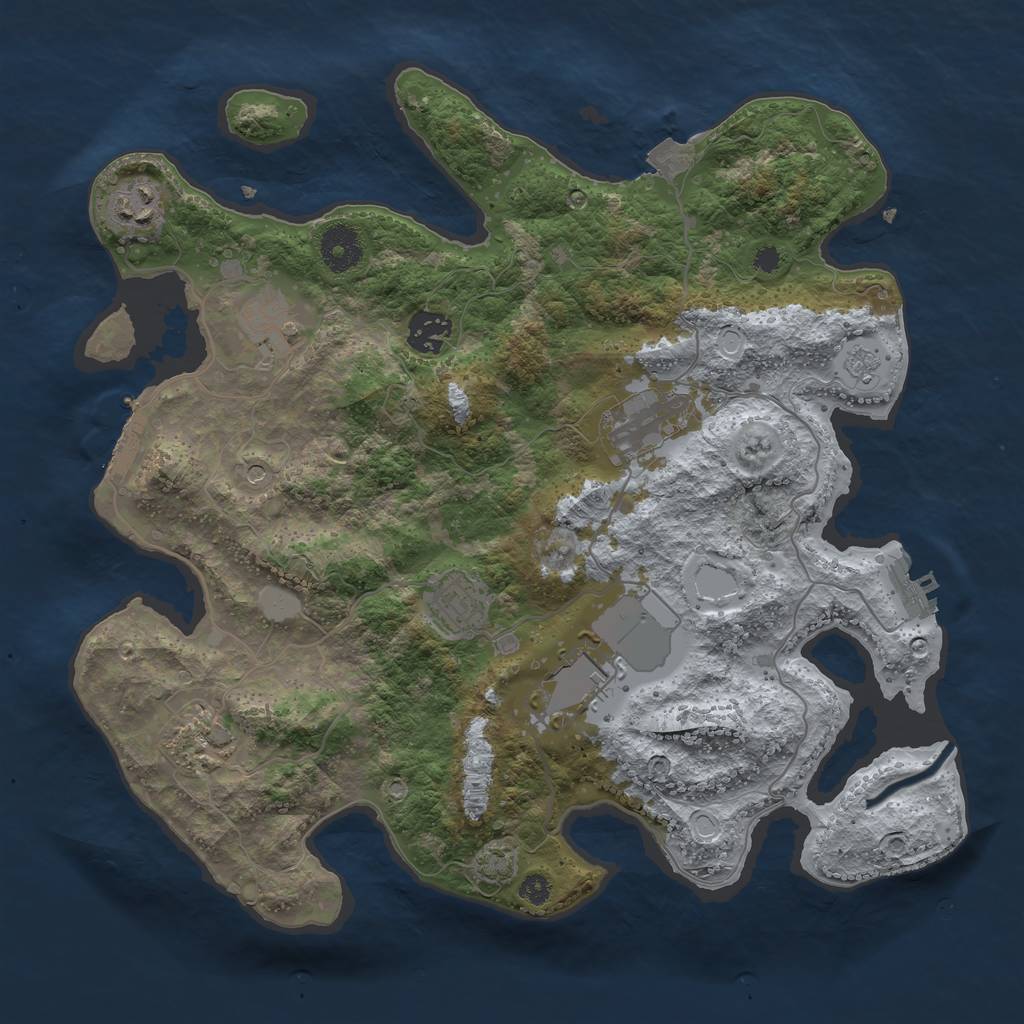 Rust Map: Procedural Map, Size: 3500, Seed: 1415582777, 15 Monuments