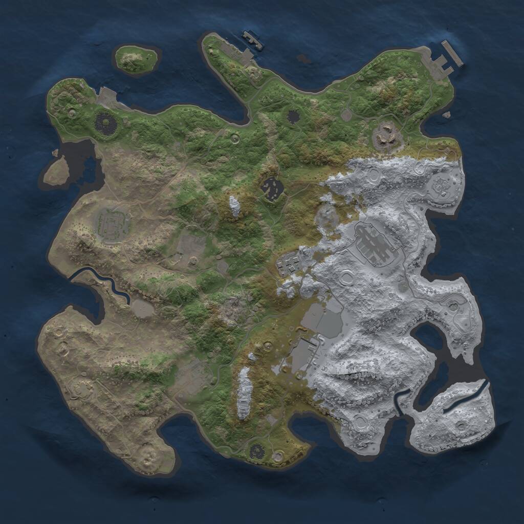Rust Map: Procedural Map, Size: 3500, Seed: 1415582777, 14 Monuments