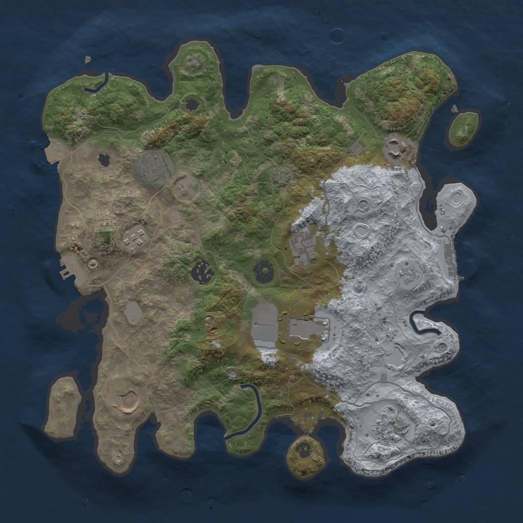 Rust Map: Procedural Map, Size: 3500, Seed: 454211922, 16 Monuments