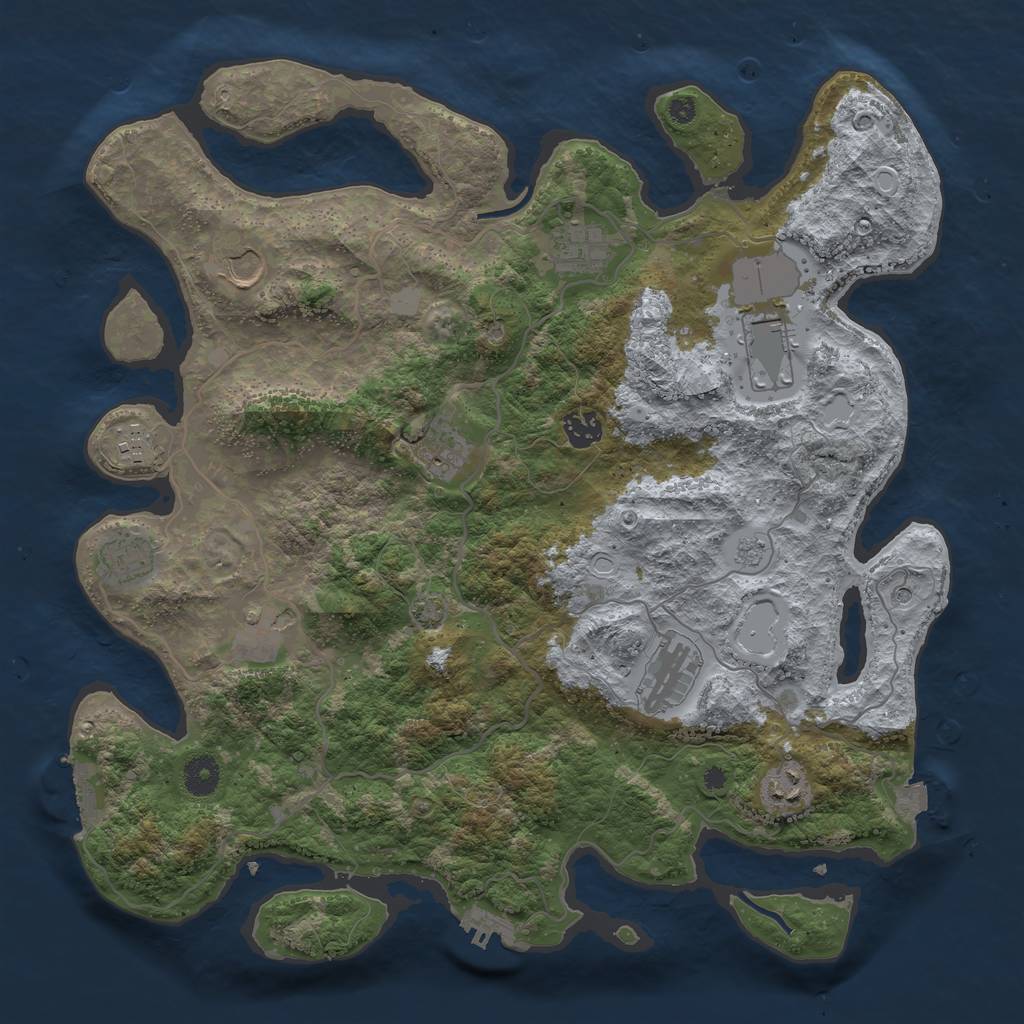 Rust Map: Procedural Map, Size: 4000, Seed: 2100349269, 18 Monuments