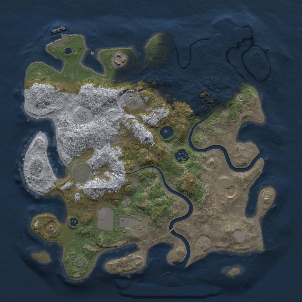 Rust Map: Procedural Map, Size: 3500, Seed: 1553470047, 13 Monuments