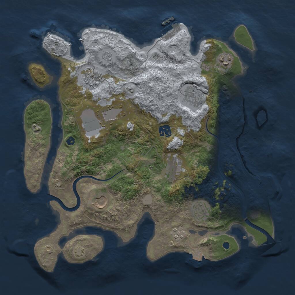 Rust Map: Procedural Map, Size: 3500, Seed: 476296744, 15 Monuments