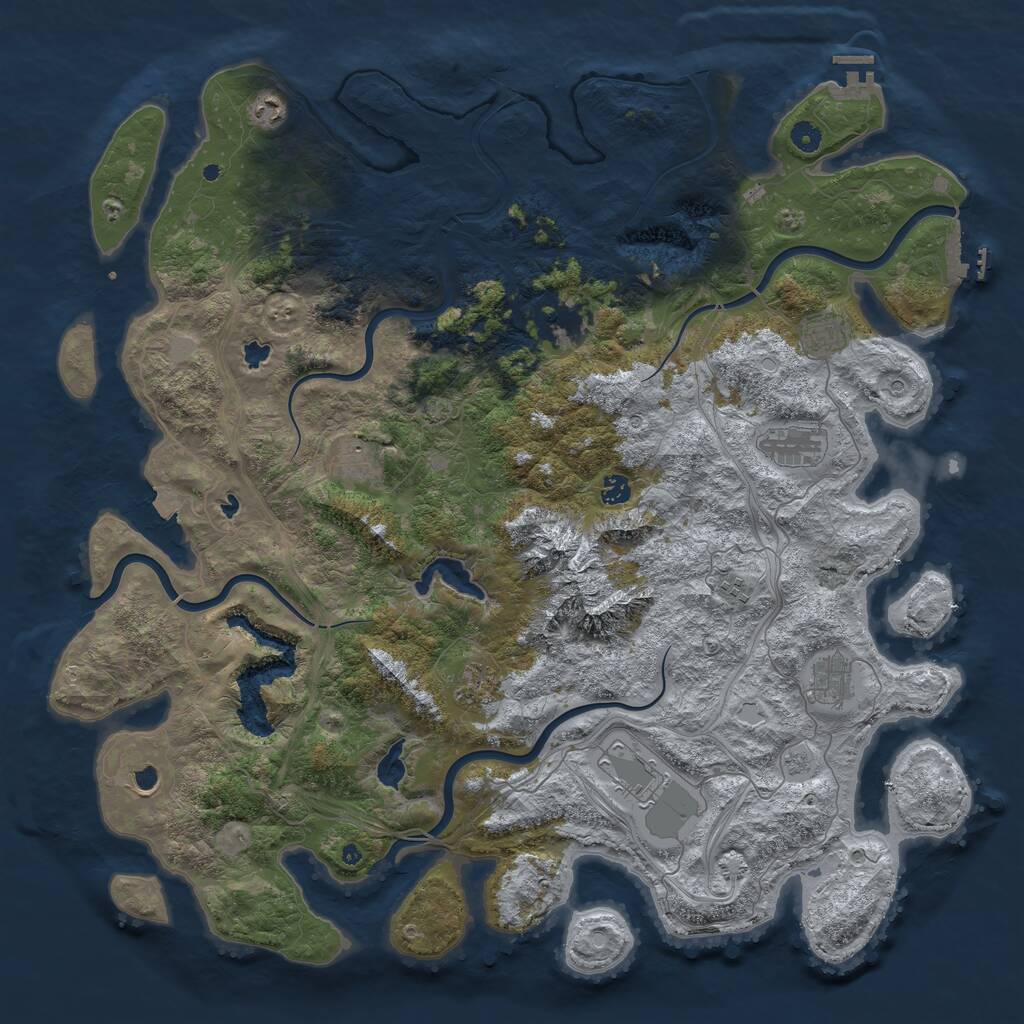 Rust Map: Procedural Map, Size: 5000, Seed: 56743289, 17 Monuments