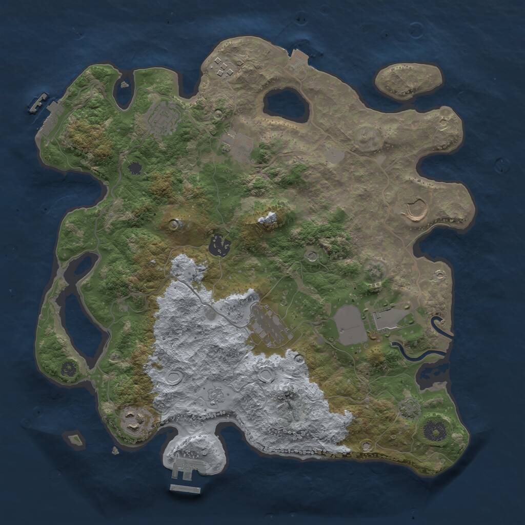 Rust Map: Procedural Map, Size: 3500, Seed: 2095637746, 14 Monuments