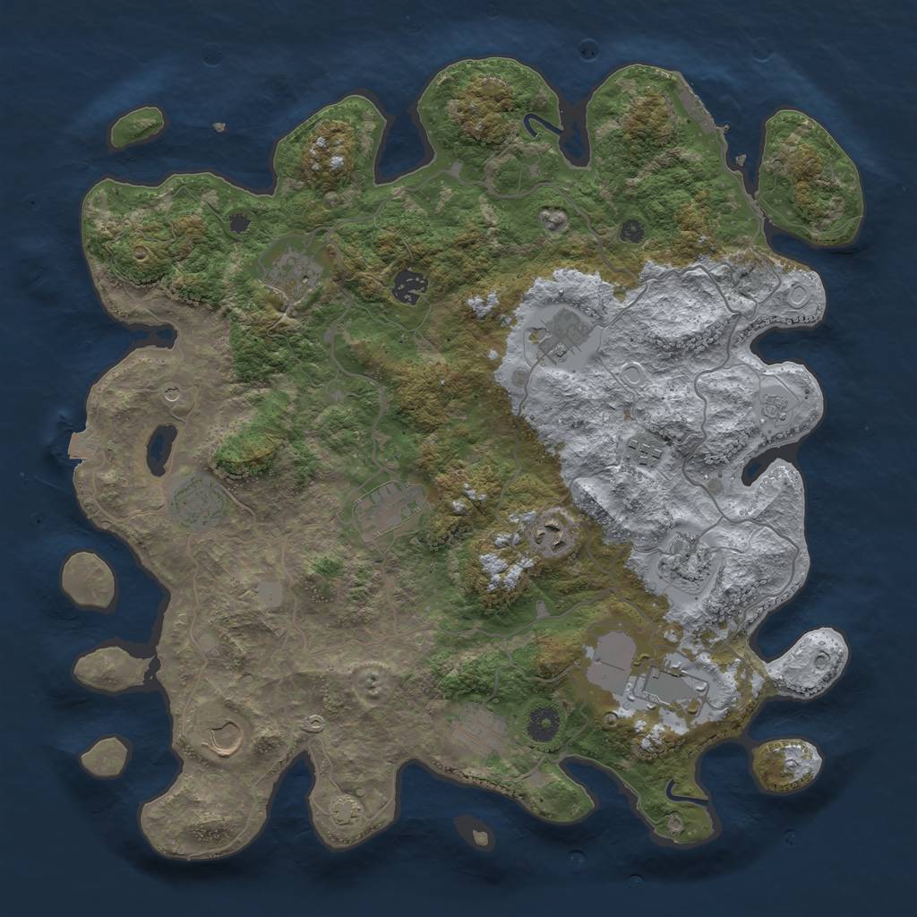 Rust Map: Procedural Map, Size: 4000, Seed: 1684990273, 18 Monuments