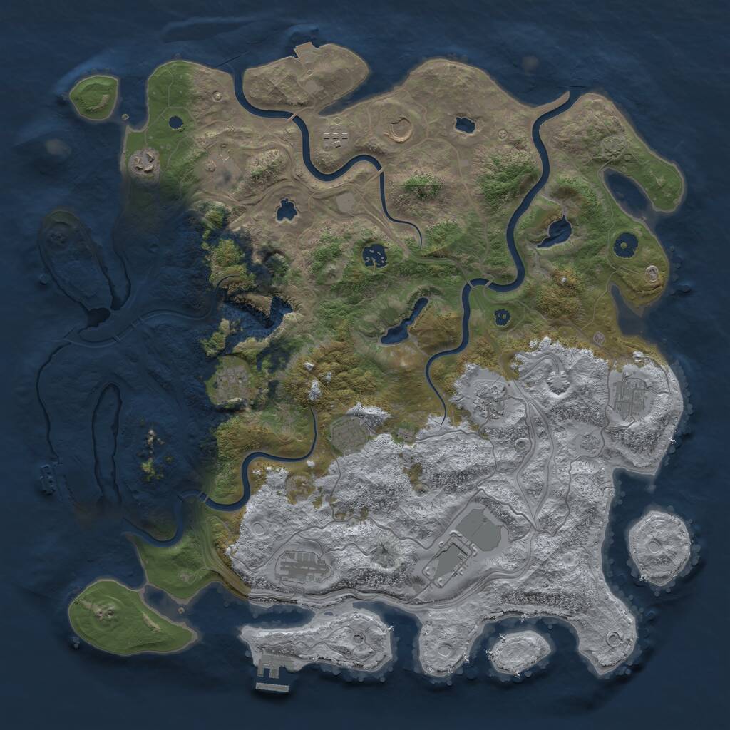 Rust Map: Procedural Map, Size: 4500, Seed: 358358245, 17 Monuments