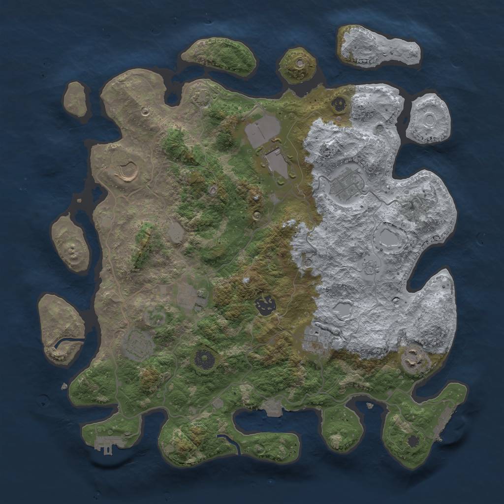 Rust Map: Procedural Map, Size: 3750, Seed: 421434846, 16 Monuments