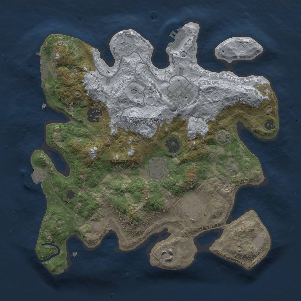 Rust Map: Procedural Map, Size: 3000, Seed: 2012018040, 13 Monuments