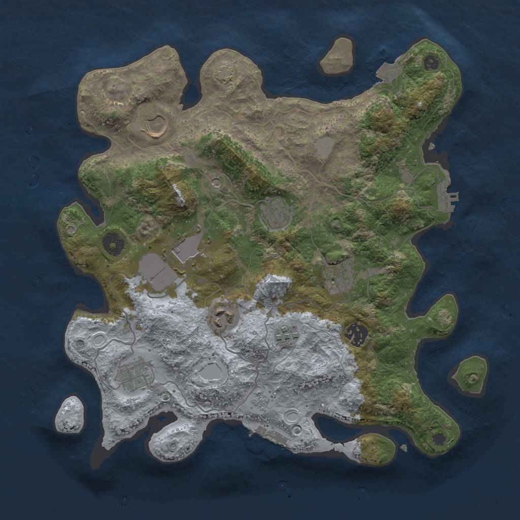 Rust Map: Procedural Map, Size: 3500, Seed: 998097, 16 Monuments