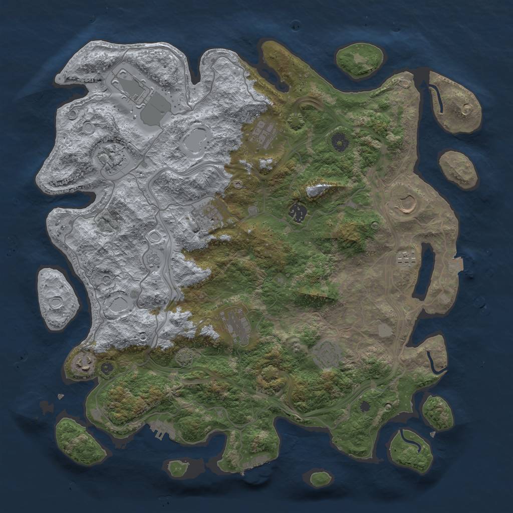 Rust Map: Procedural Map, Size: 4250, Seed: 45779186, 18 Monuments