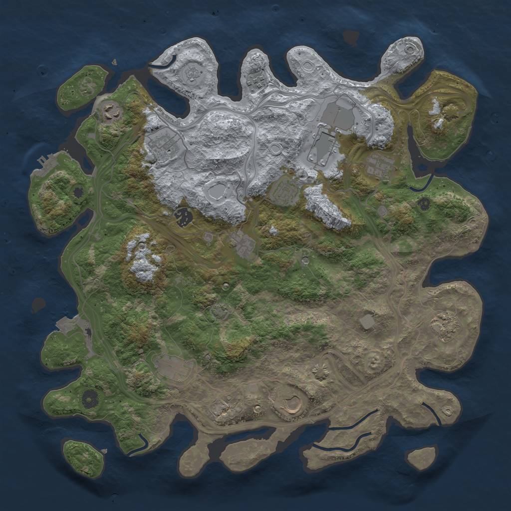 Rust Map: Procedural Map, Size: 4250, Seed: 1919100539, 18 Monuments