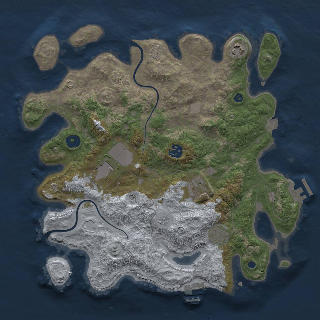 Rust Map: Procedural Map, Size: 3500, Seed: 7468521, 12 Monuments