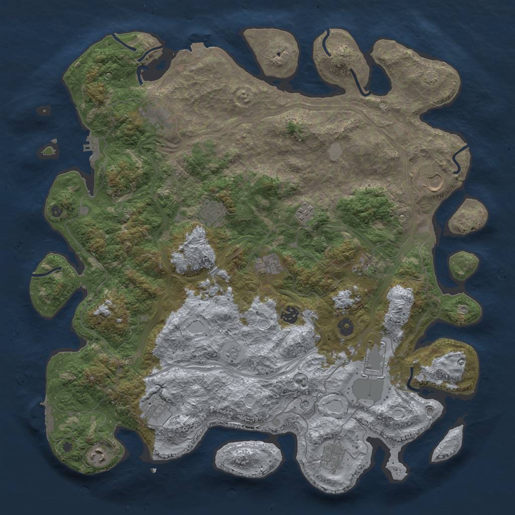Rust Map: Procedural Map, Size: 4500, Seed: 28048, 19 Monuments