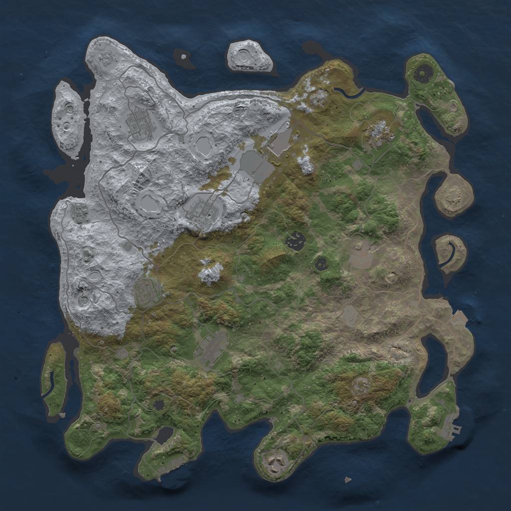 Rust Map: Procedural Map, Size: 4000, Seed: 1727615637, 18 Monuments