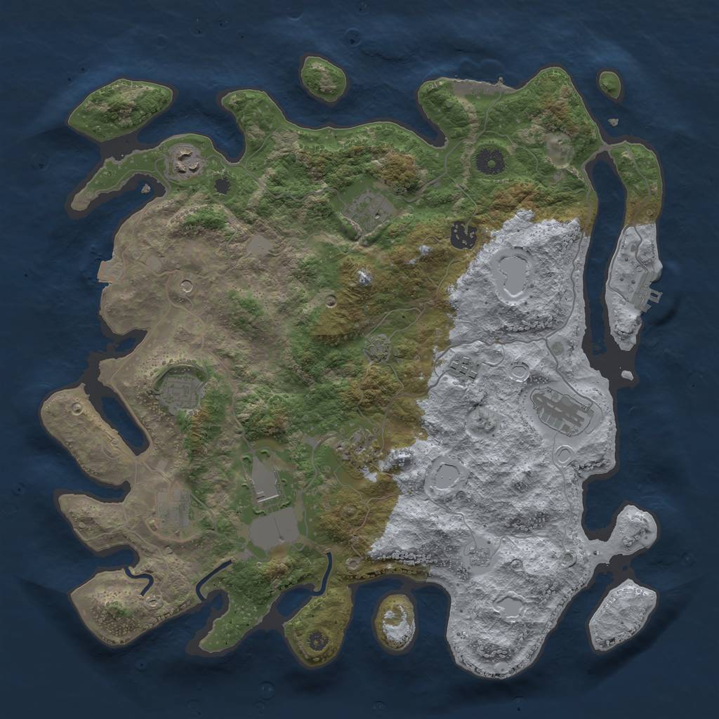 Rust Map: Procedural Map, Size: 3850, Seed: 112986542, 17 Monuments