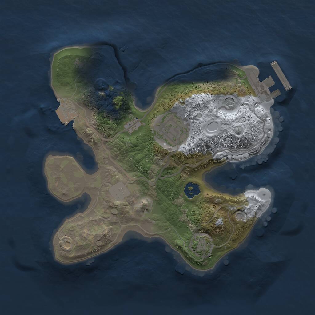 Rust Map: Procedural Map, Size: 2000, Seed: 1324040323, 5 Monuments