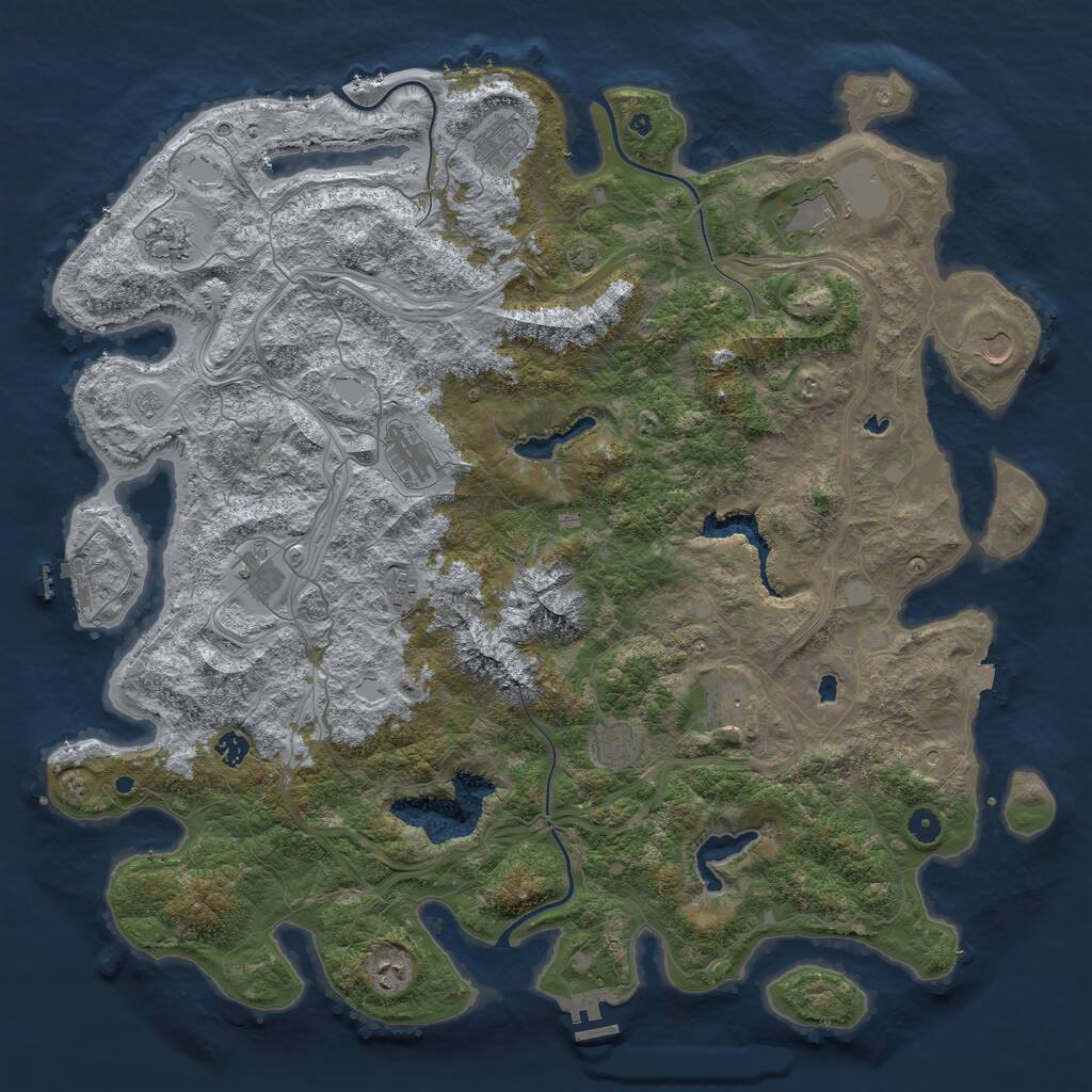 Rust Map: Procedural Map, Size: 5000, Seed: 2052024, 17 Monuments