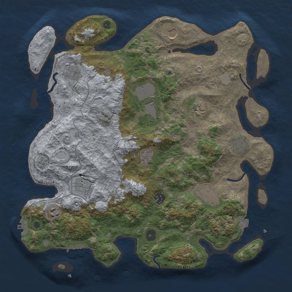 Rust Map: Procedural Map, Size: 4000, Seed: 23496, 19 Monuments