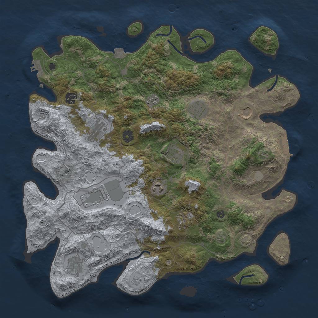 Rust Map: Procedural Map, Size: 4000, Seed: 5165163, 18 Monuments