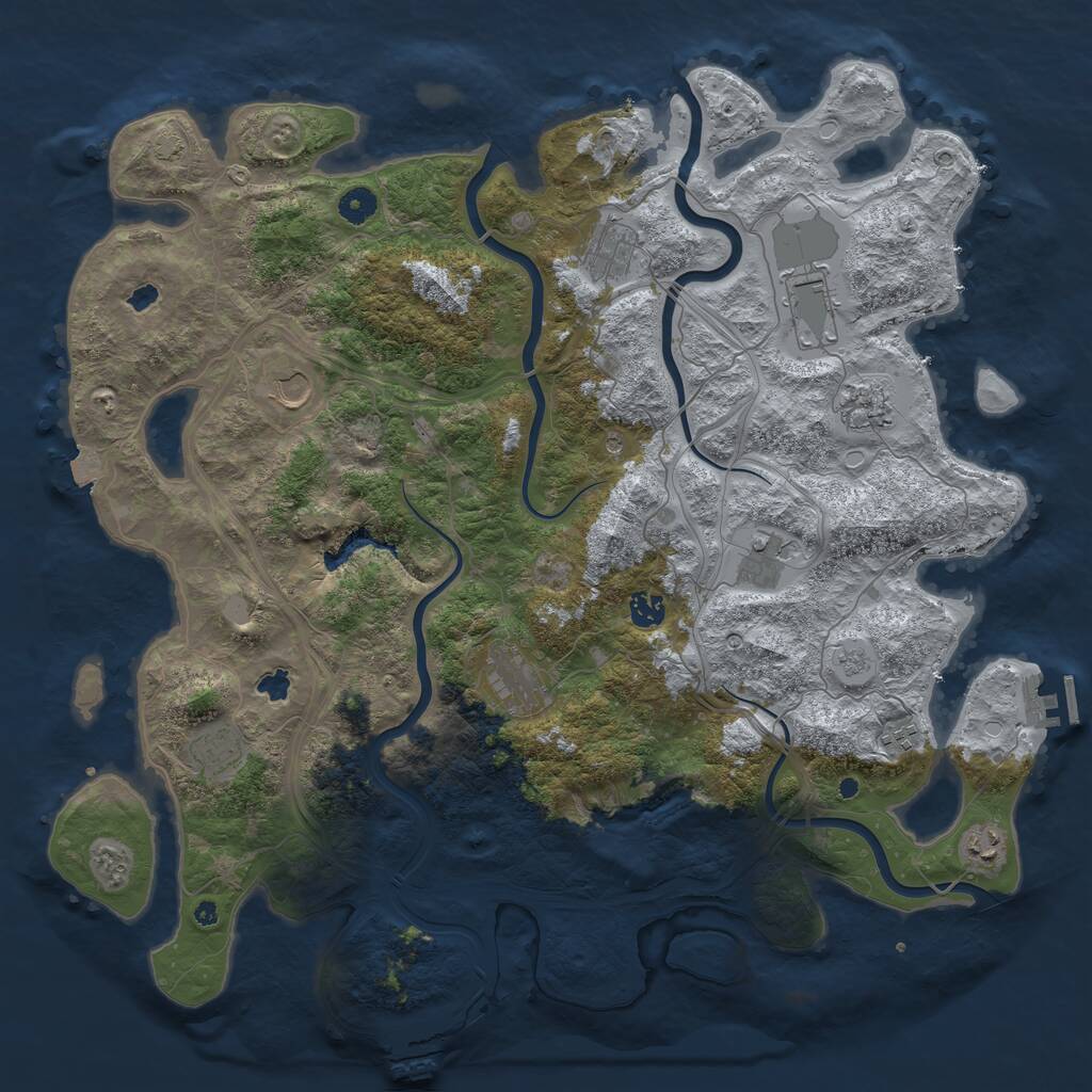 Rust Map: Procedural Map, Size: 4500, Seed: 964206766, 16 Monuments