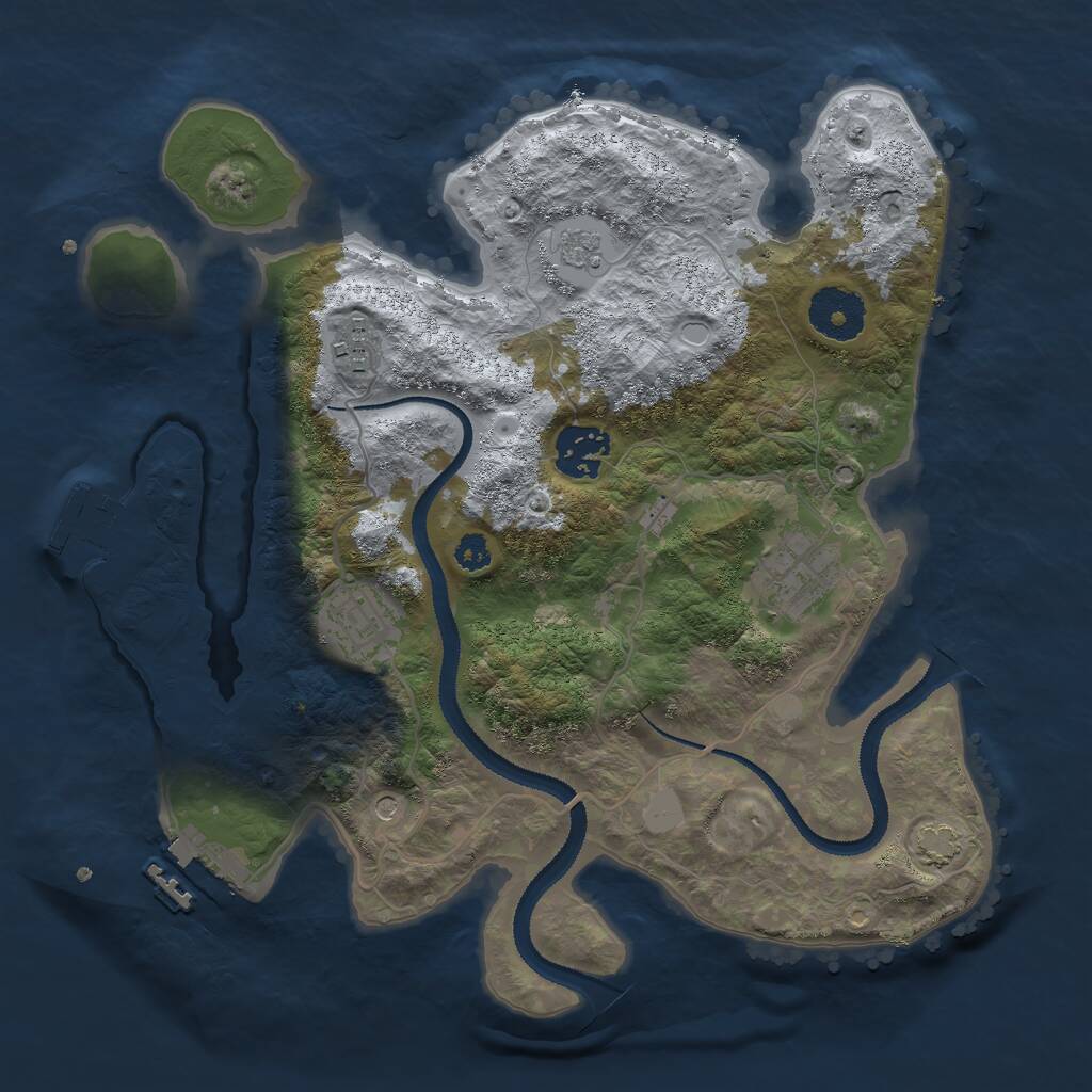 Rust Map: Procedural Map, Size: 3000, Seed: 5347, 10 Monuments