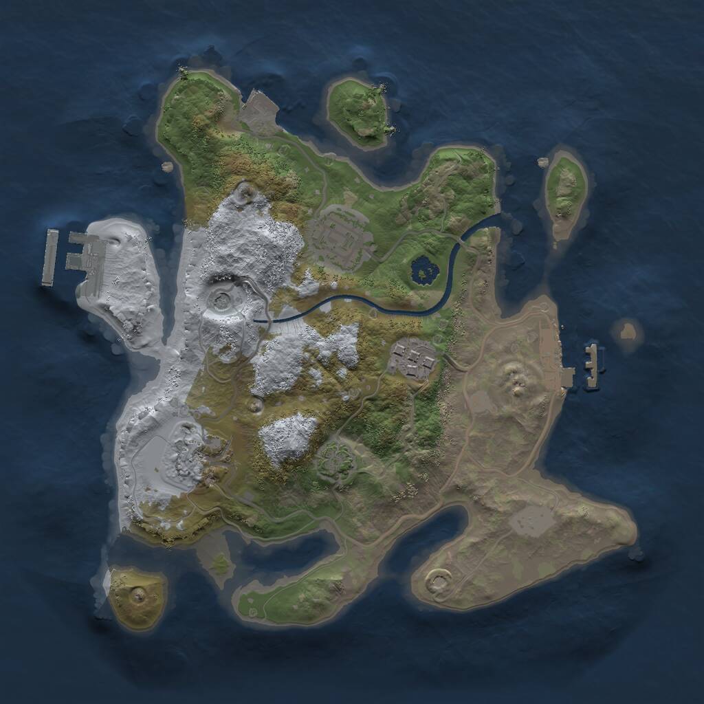 Rust Map: Procedural Map, Size: 2500, Seed: 943006848, 8 Monuments
