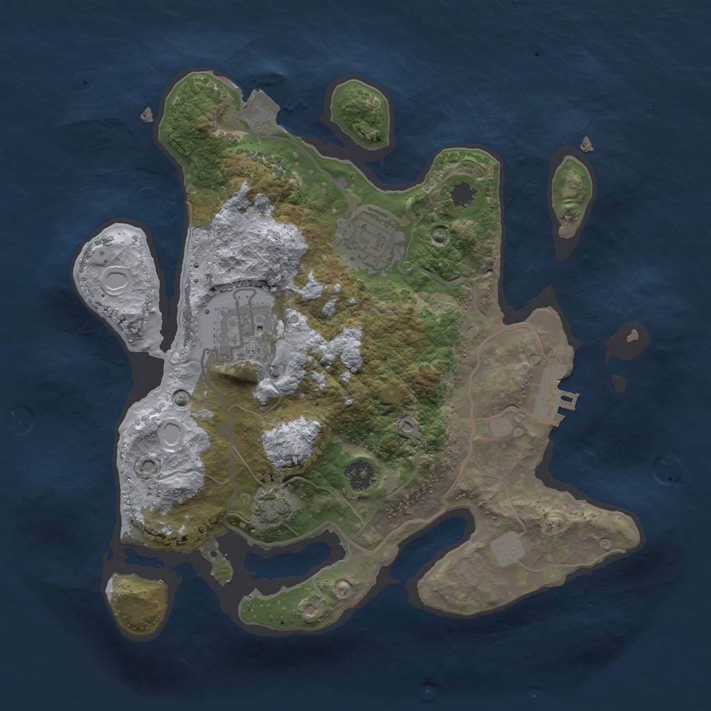 Rust Map: Procedural Map, Size: 2500, Seed: 943006848, 7 Monuments