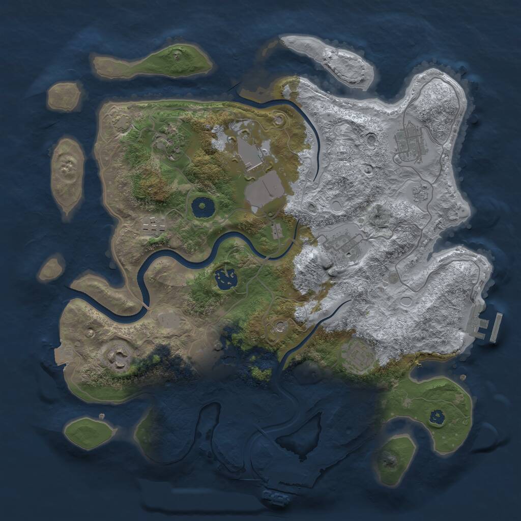 Rust Map: Procedural Map, Size: 3500, Seed: 38267, 15 Monuments