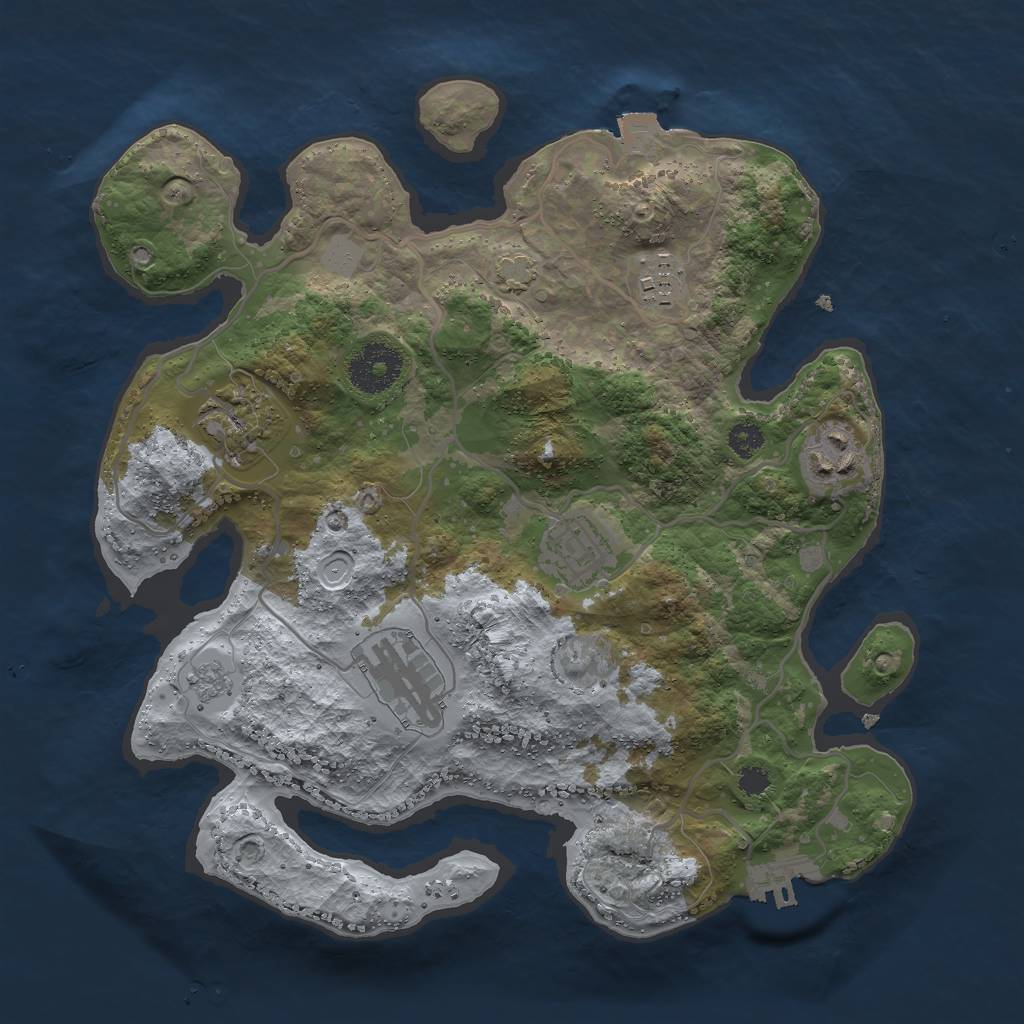 Rust Map: Procedural Map, Size: 3000, Seed: 820592591, 11 Monuments