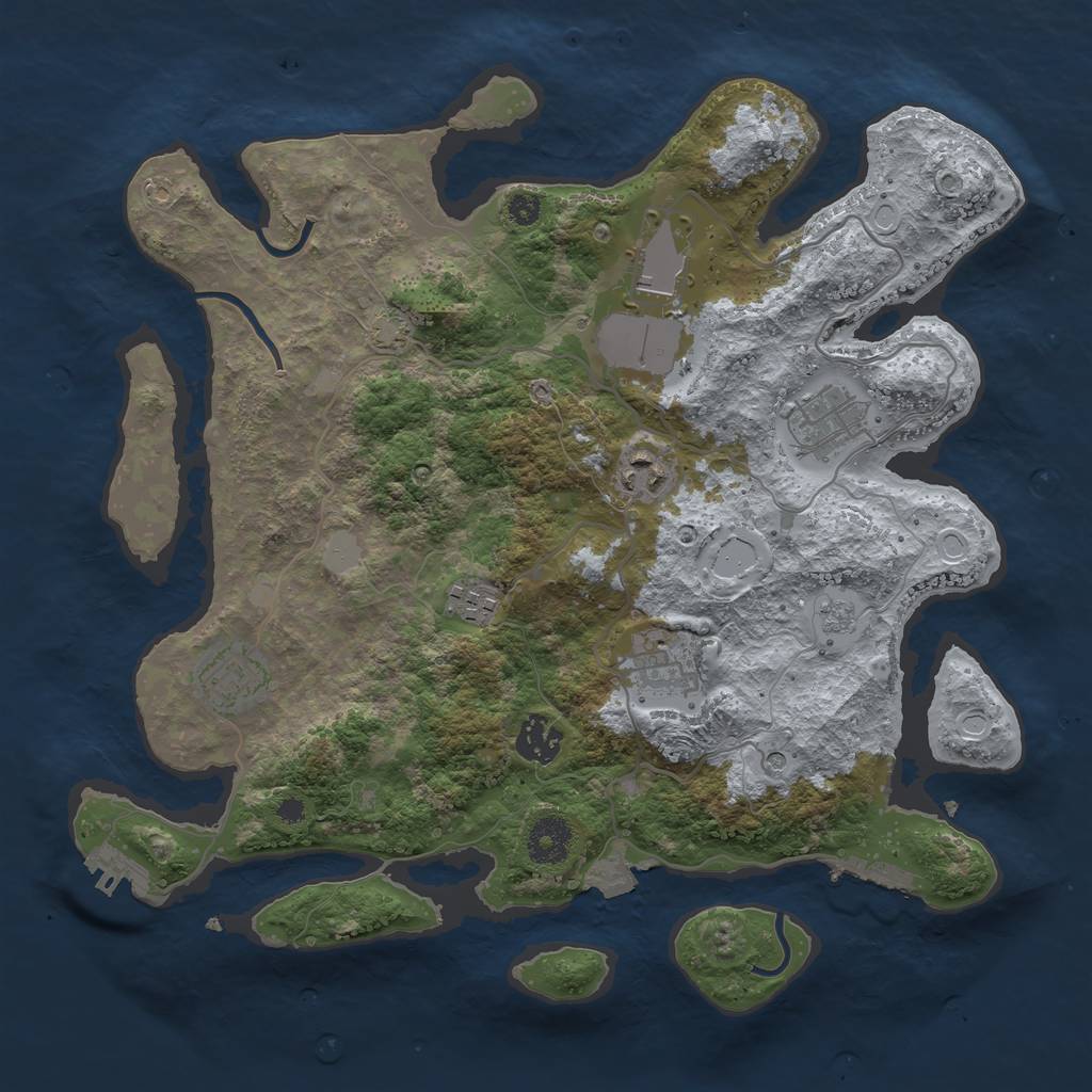 Rust Map: Procedural Map, Size: 3500, Seed: 92135264, 15 Monuments