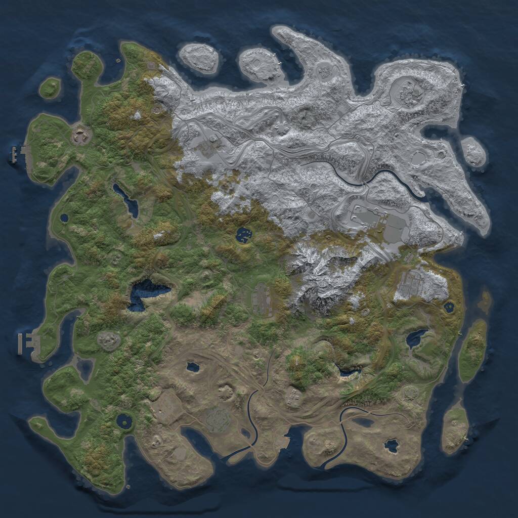 Rust Map: Procedural Map, Size: 5000, Seed: 126248356, 16 Monuments