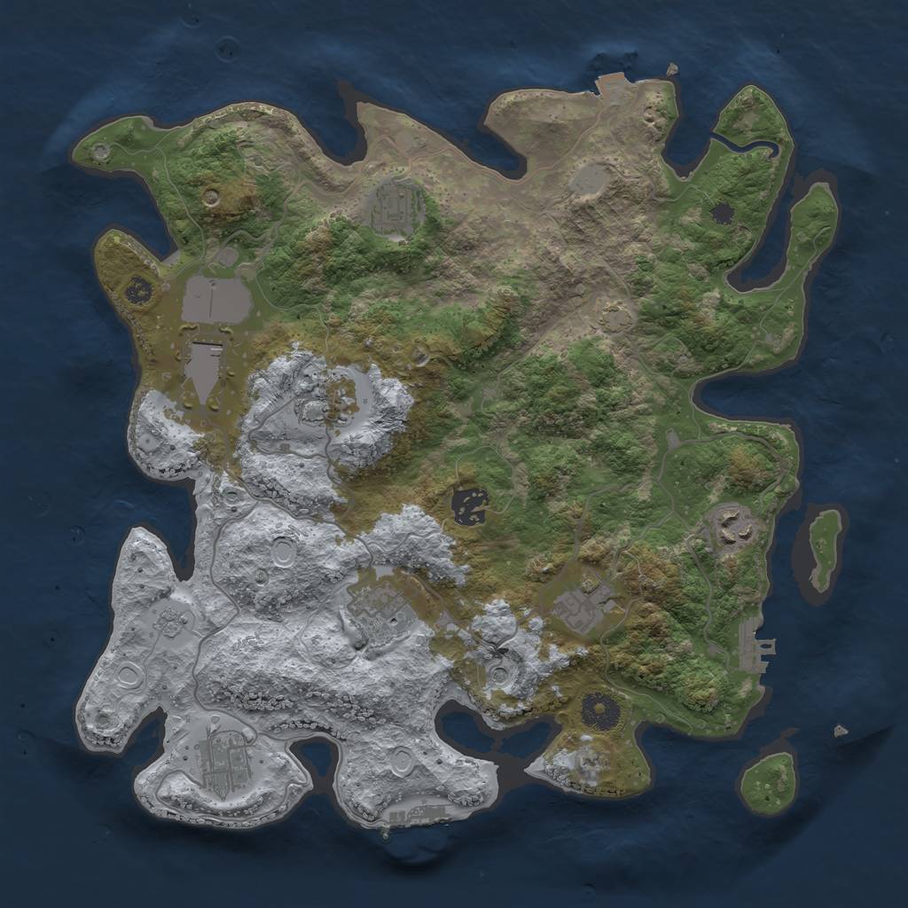 Rust Map: Procedural Map, Size: 3500, Seed: 1583702138, 16 Monuments
