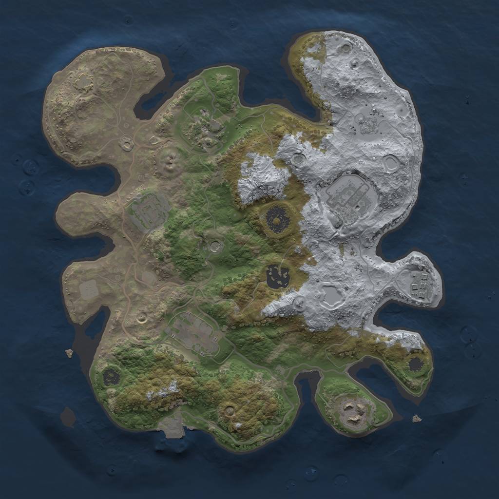 Rust Map: Procedural Map, Size: 3000, Seed: 9420687, 13 Monuments