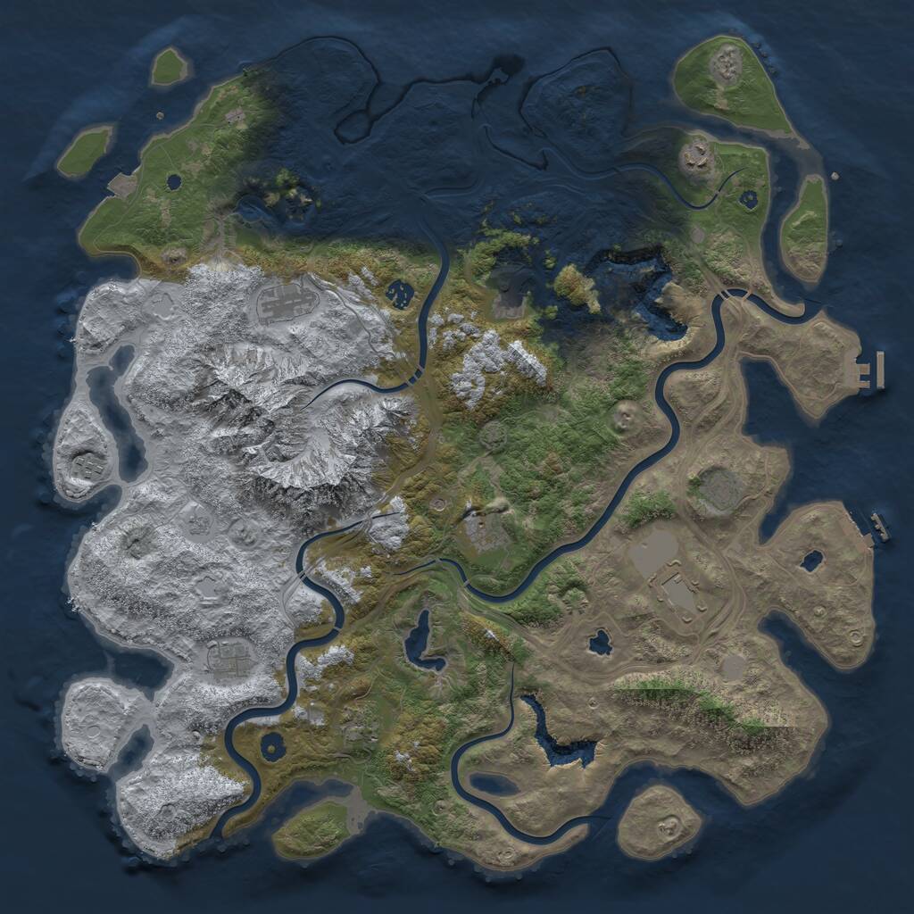 Rust Map: Procedural Map, Size: 5000, Seed: 1346406116, 16 Monuments