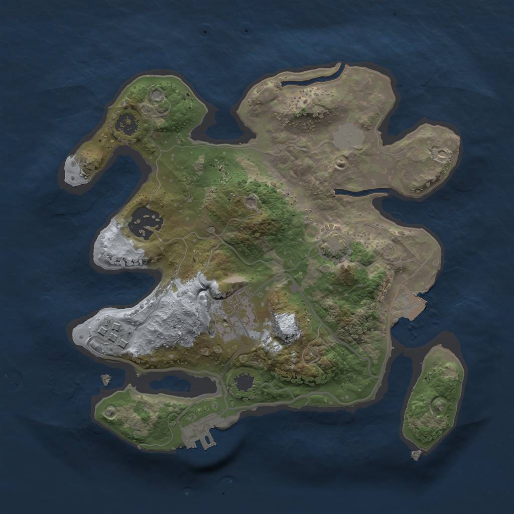 Rust Map: Procedural Map, Size: 2400, Seed: 1825361794, 8 Monuments