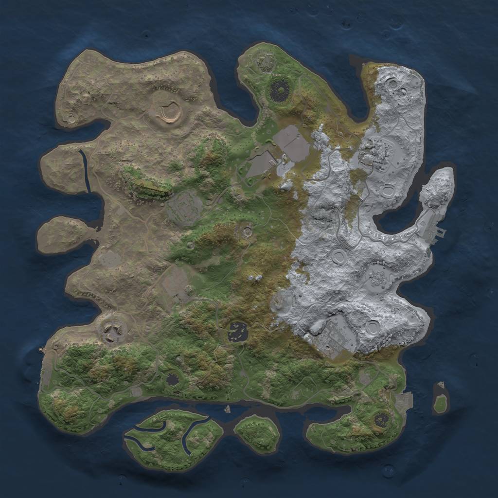 Rust Map: Procedural Map, Size: 3500, Seed: 1744316407, 16 Monuments