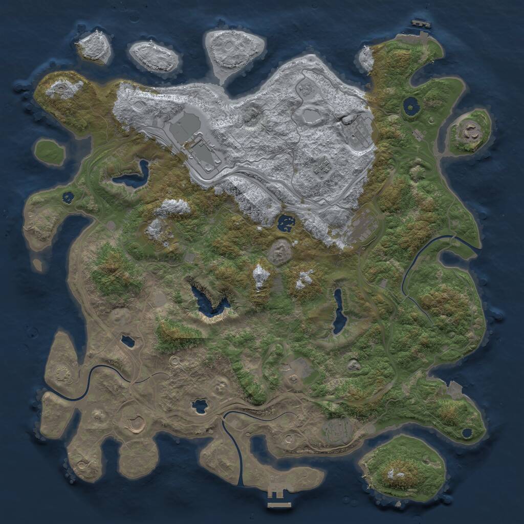 Rust Map: Procedural Map, Size: 4500, Seed: 1852616875, 16 Monuments