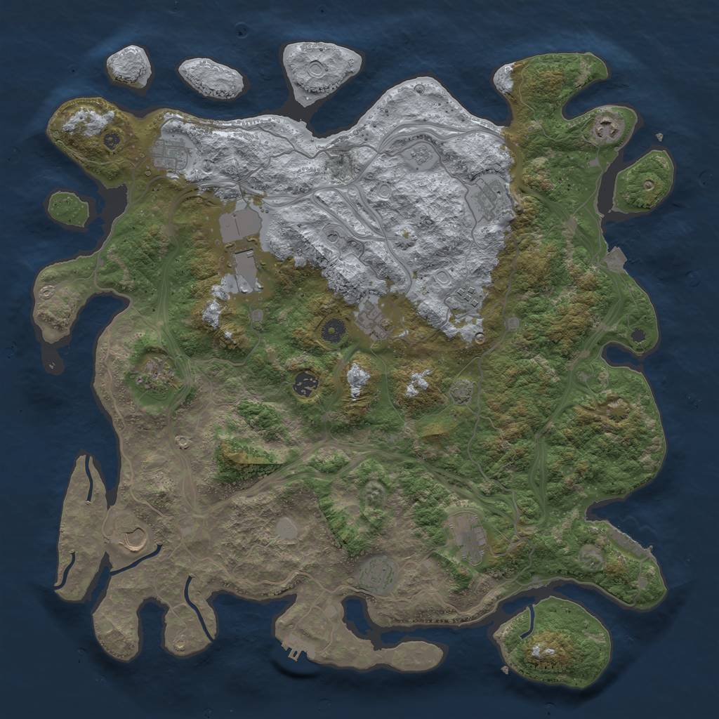 Rust Map: Procedural Map, Size: 4500, Seed: 1852616875, 19 Monuments