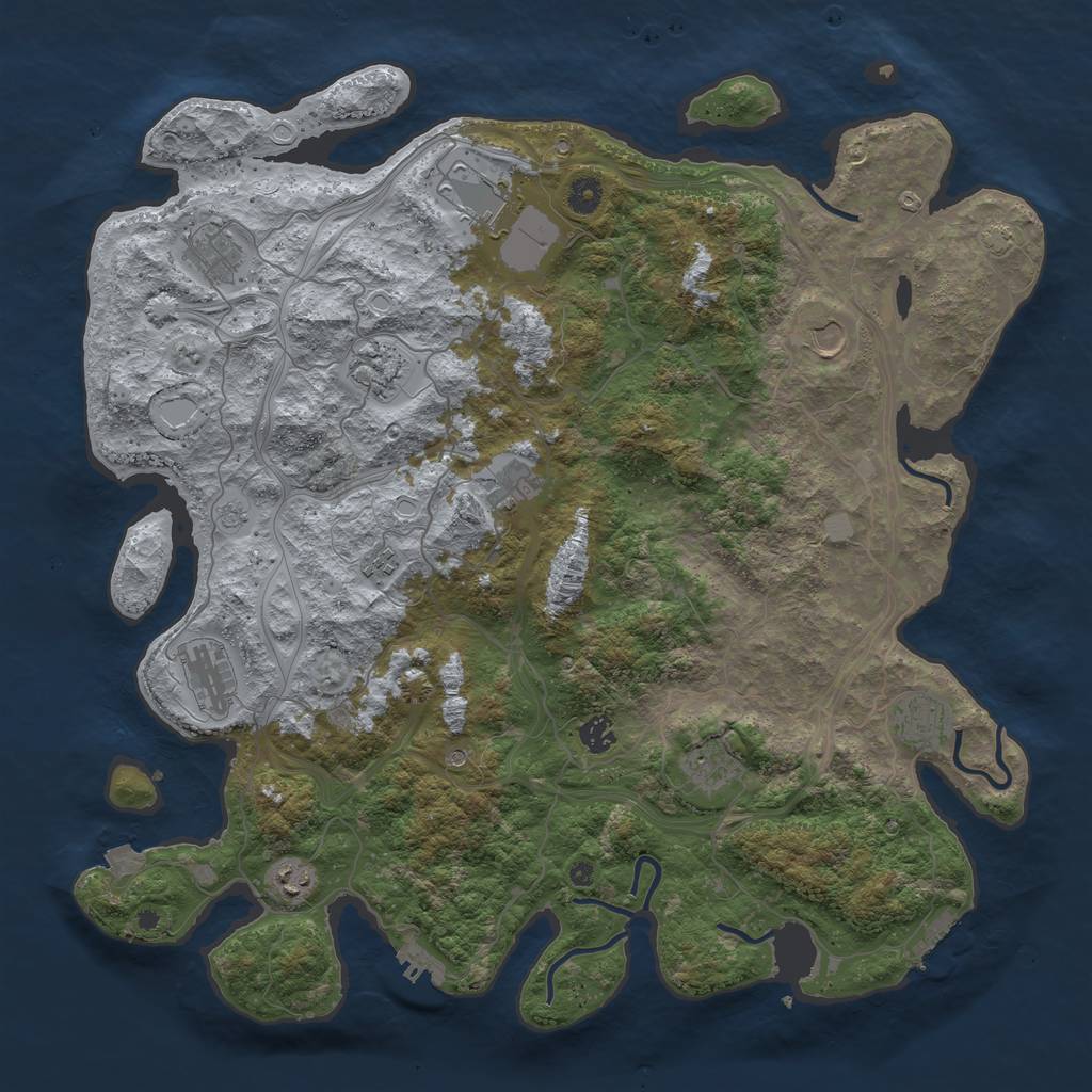 Rust Map: Procedural Map, Size: 4500, Seed: 119731608, 19 Monuments