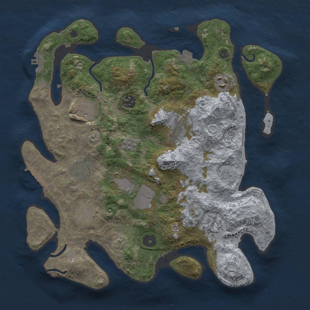 Rust Map: Procedural Map, Size: 3500, Seed: 1328187173, 17 Monuments