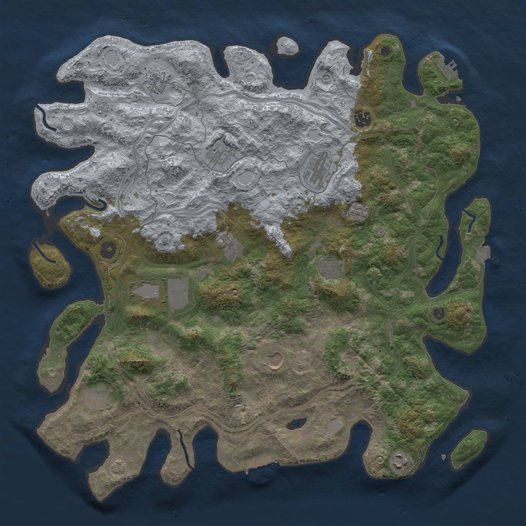 Rust Map: Procedural Map, Size: 4600, Seed: 53453998, 19 Monuments