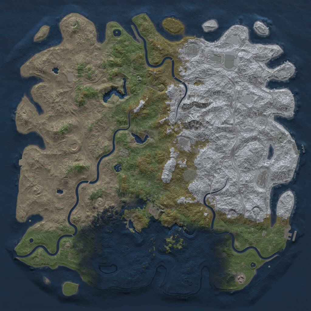 Rust Map: Procedural Map, Size: 6000, Seed: 123074161, 17 Monuments