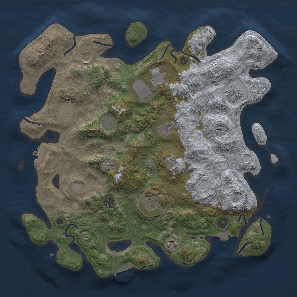 Rust Map: Procedural Map, Size: 4000, Seed: 727953157, 18 Monuments