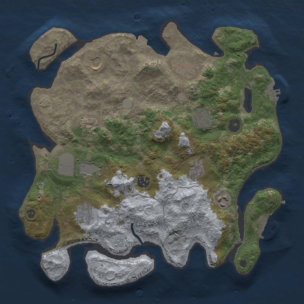 Rust Map: Procedural Map, Size: 3550, Seed: 45647371, 17 Monuments