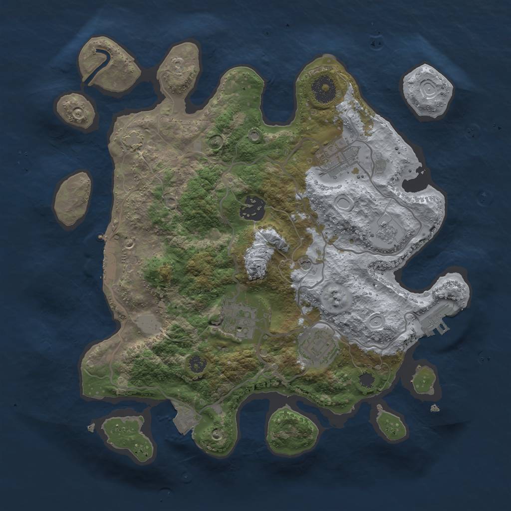 Rust Map: Procedural Map, Size: 3000, Seed: 483683479, 12 Monuments