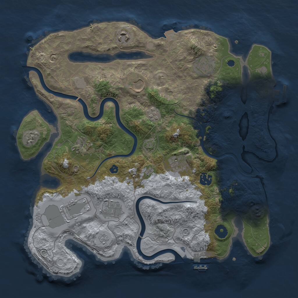 Rust Map: Procedural Map, Size: 3500, Seed: 3145369, 15 Monuments