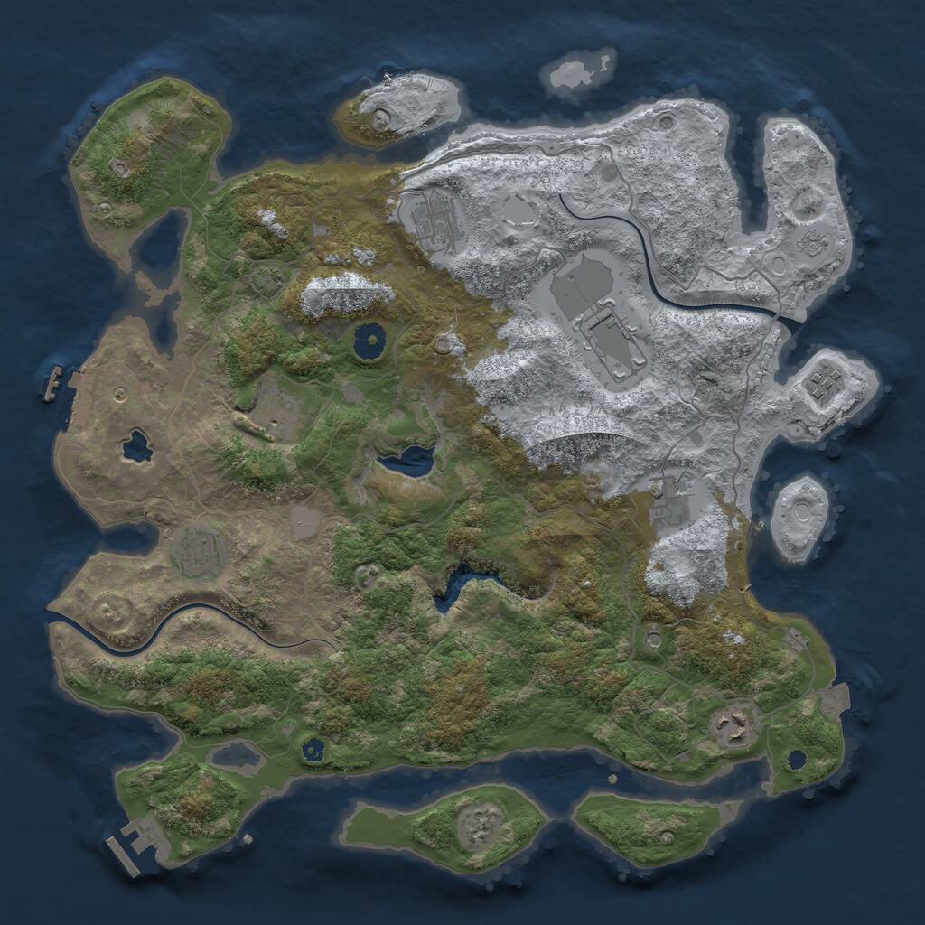 Rust Map: Procedural Map, Size: 4000, Seed: 381901125, 13 Monuments