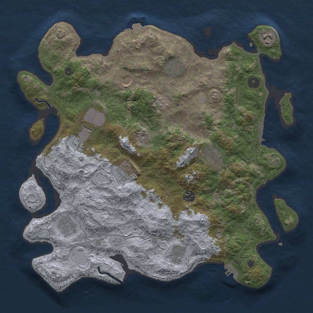 Rust Map: Procedural Map, Size: 4000, Seed: 674587, 18 Monuments